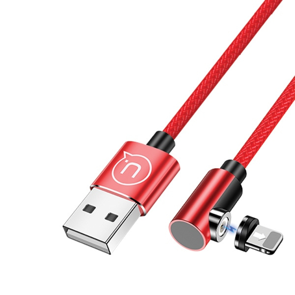 USAMS KABEL KĄTOWY MAGNETYCZNY U54 1M LIGHTNING CZERWONY/RED SJ444USB02 (US-SJ444)