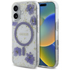 Etui Guess Resin Flowers Glitter MagSafe do iPhone 16 fioletowy