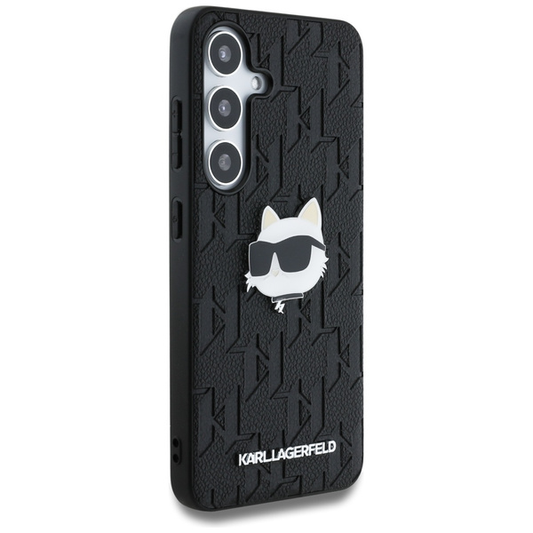 Etui Karl Lagerfeld Leather Monogram Pin  Logo Choupette Head Samsung Galaxy S25 Plus czarny