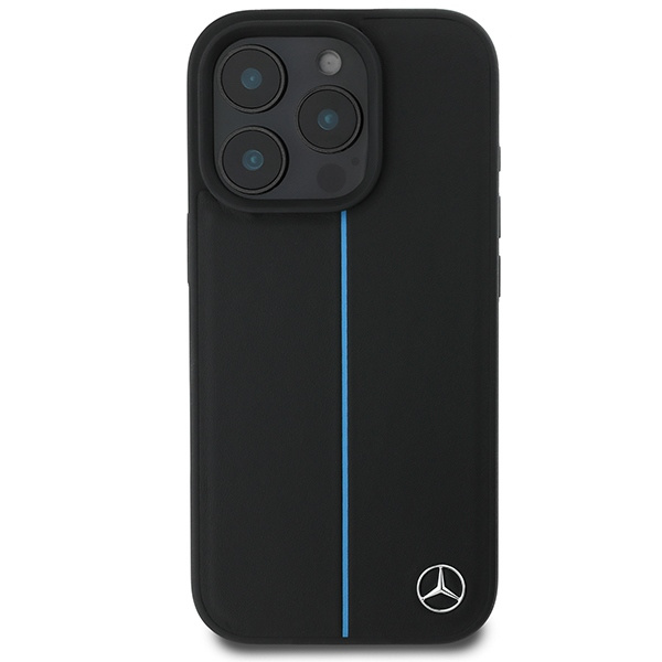 Mercedes MEHMP16L23RURBK iPhone 16 Pro  6.3" czarny/black hardcase MB Blue Line Leather MagSafe