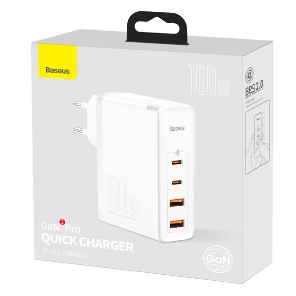Baseus GaN2 Pro fast charger 100W USB / USB Type C Quick Charge 4+ Power Delivery white (CCGAN2P-L02)