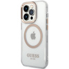 Guess GUHMP15LHTRMD iPhone 15 Pro 6.1" złoty/gold hard case Metal Outline Magsafe