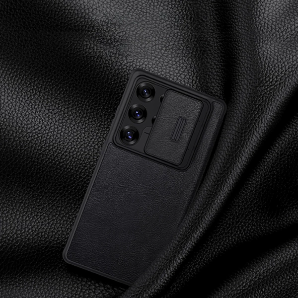Nillkin Qin Pro Case for Samsung Galaxy S25 Ultra with Flip and Camera Cover - Black