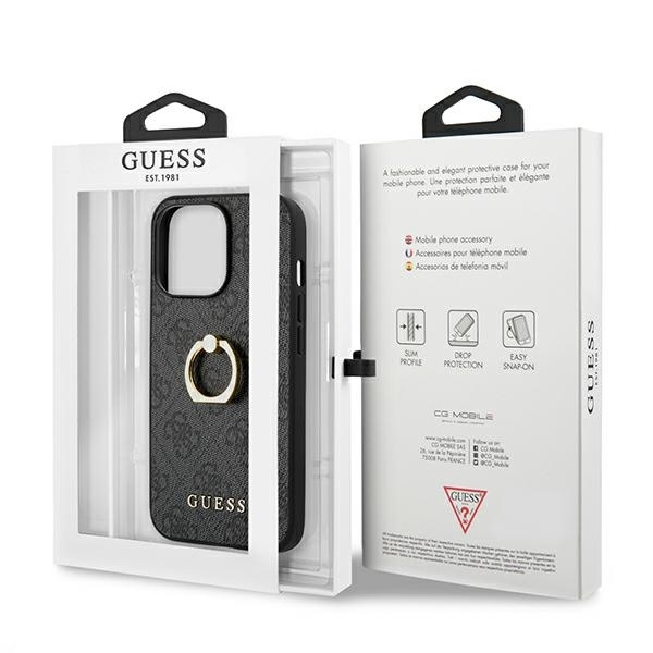 GUESS GUHCP13L4GMRGR IPHONE 13 PRO / 13 6,1" SZARY/GREY HARDCASE 4G WITH RING STAND