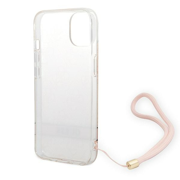 Guess GUOHCP14MH4STP iPhone 14 Plus / 15 Plus 6.7" różowy/pink hardcase 4G Print Strap