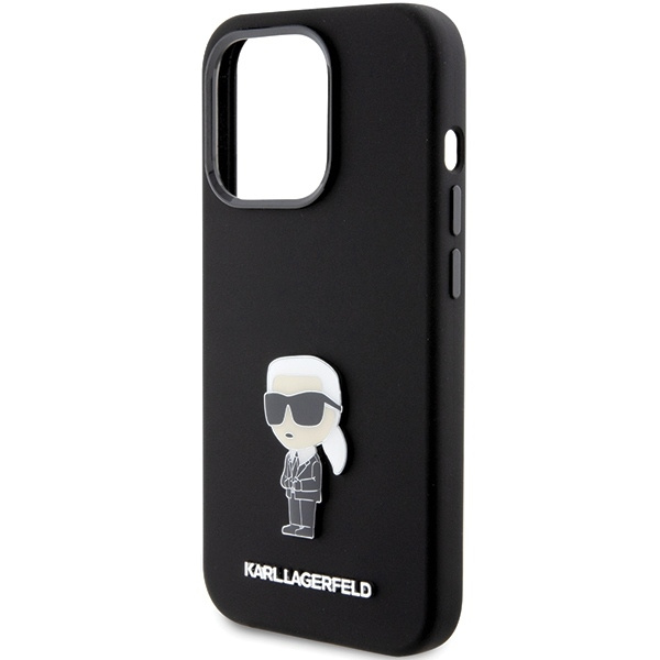 KARL LAGERFELD KLHCP15XSMHKNPK IPHONE 15 PRO MAX 6.7" CZARNY/BLACK SILICONE IKONIK METAL PIN