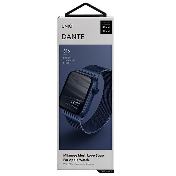 UNIQ pasek Dante Apple Watch Series      1/2/3/4/5/6/7/8/9/SE/SE2/SE3 38/40/41mm Stainless Steel niebieski/cobalt blue