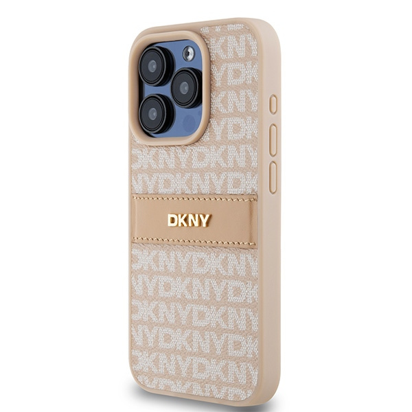 DKNY DKHCP15LPRTHSLP iPhone 15 Pro6.1" różowy/pink hardcase Leather Mono Stripe & Metal Logo