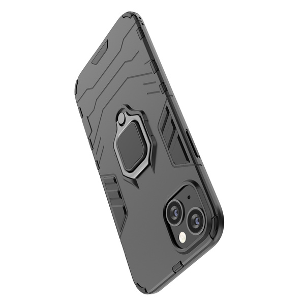 RING ARMOR CASE FOR IPHONE 14 ARMORED COVER MAGNETIC HOLDER RING BLACK