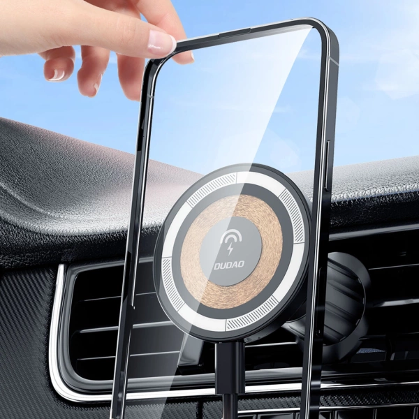 Uchwyt magnetyczny z ładowarką indukcyjną MagSafe na kratkę wentylacyjną 15W Dudao F12MAX - czarna