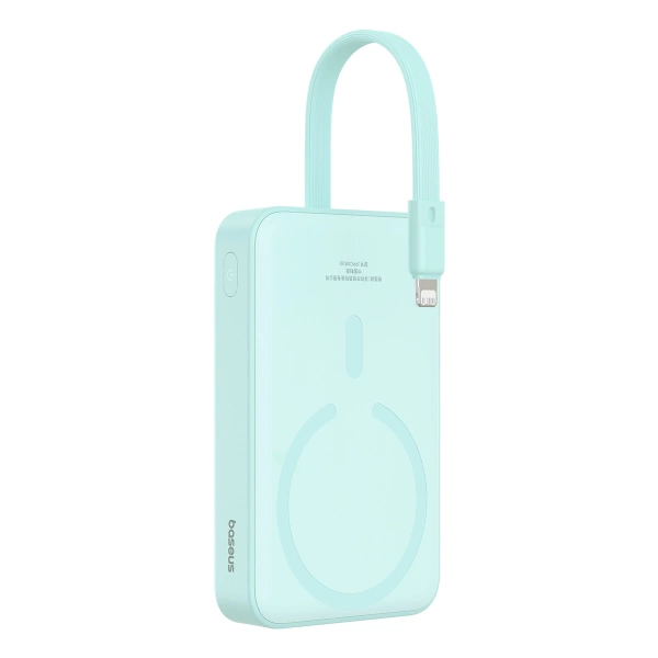 Baseus Magnetic Mini MagSafe 10000mAh 20W powerbank with built-in Lightning cable - blue + Baseus Simple Series USB-C - USB-C 60W 0.3m cable