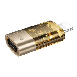 Adapter OTG Lightning do USB C Hoco UA36A transparentny złoty
