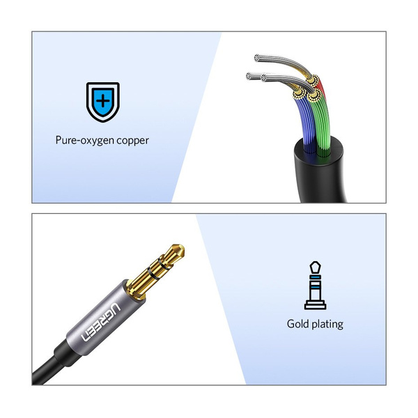 Ugreen AV118 10592 cable 3.5 mm mini jack (male) / 3.5 mm mini jack (female) 1m - silver