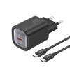 FONENG wall charger EU71 PD 30W 1xUSB-C + 1xUSB QC3.0 + cable USB-C - USB-C Black