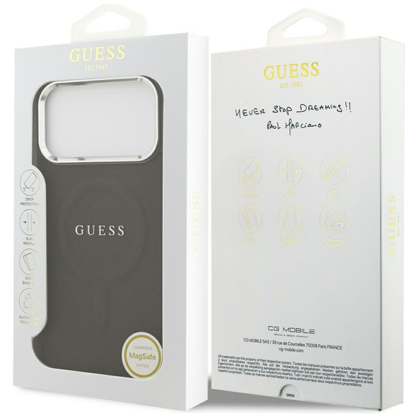 Etui Guess Classic Logo MagSafe do       iPhone 17 Pro Max brązowy