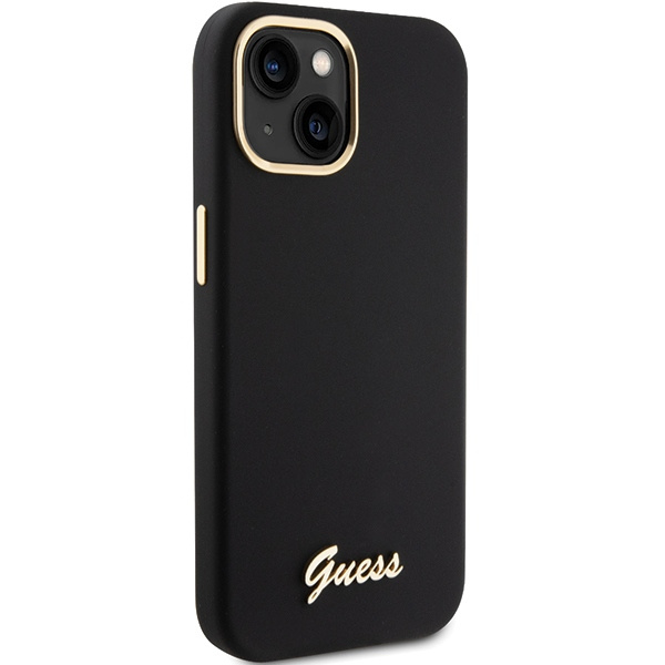 Guess GUHCP15SSMBSLK iPhone 15 / 14 / 13 6.1" czarny/black hardcase Silicone Script Metal Logo & Frame