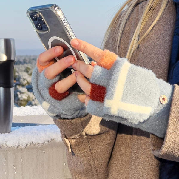 Rękawiczki zimowe do telefonu mitenki damskie / dziecięce - różowe