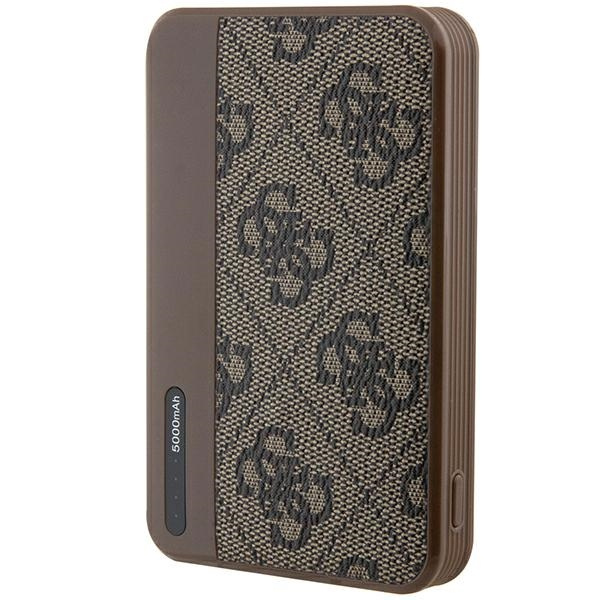 Guess Powerbank 15W GUPB5LP4GEGW5000mAh brązowy/brown 4G Leather Metal Logo
