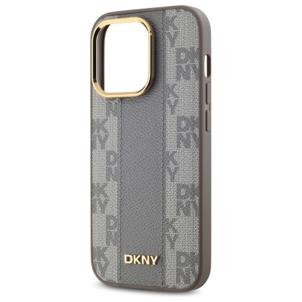 DKNY DKHMP14LPCPVSLE iPhone 14 Pro6.1" beżowy/beige hardcase Leather Checkered Mono Pattern MagSafe