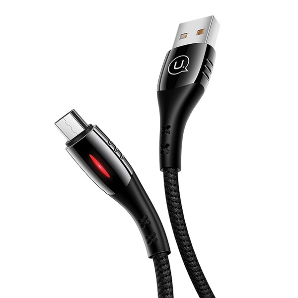 USAMS KABEL PLECIONY U-TONE MICROUSB 1.2M POWER-OFF 2A FAST CHARGING CZARNY /BLACK SJ346USB01 (US-SJ346)