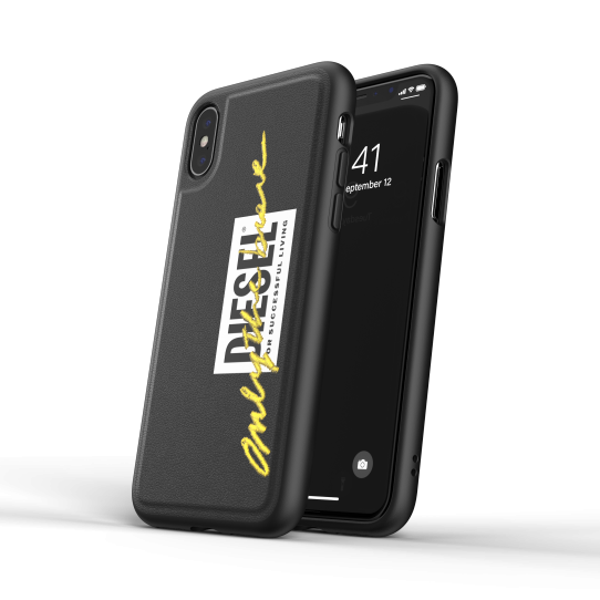 DIESEL MOULDED CASE EMBROIDERY IPHONE X/XS CZARNY/ŻÓŁTY