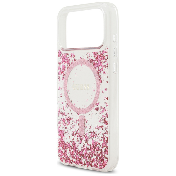 Etui Guess Resin Bottom Glitter MagSafe  do iPhone 17 Pro Max różowy