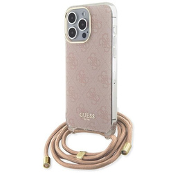 Guess GUHCP15LHC4SEP iPhone 15 Pro 6.1"różowy/pink hardcase Crossbody Cord 4G Print