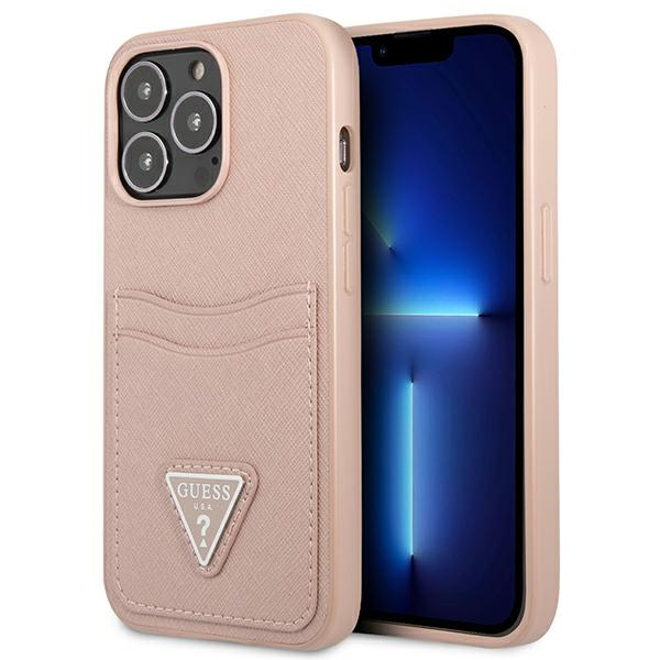 Guess GUHCP13XPSATPP iPhone 13 Pro Max6,7" różowy/pink hardcase SaffianoTriangle Logo Cardslot