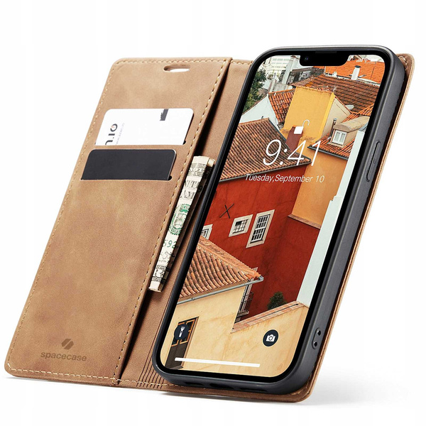 Spacecase Etui Wallet iPhone 13 / 14 light brown