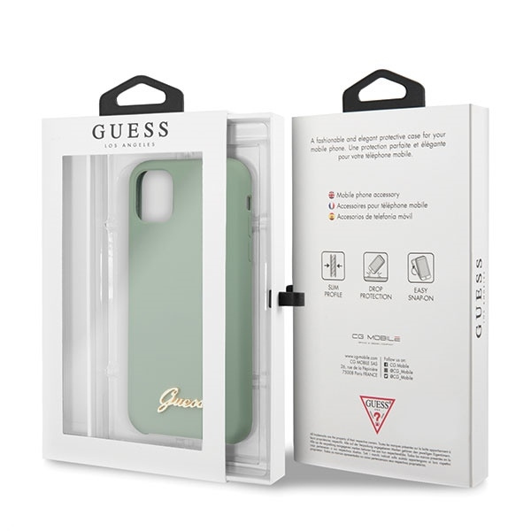 Guess GUHCN65LSLMGKA iPhone 11 Pro Max khaki hard case Silicone Vintage Gold Logo