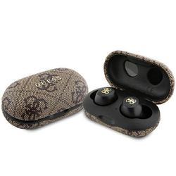Guess słuchawki Bluetooth GUTWSP4EGWTWS + stacja dokująca ENC brązowy/brown 4G Metal