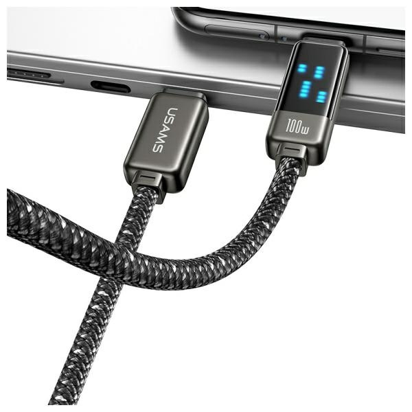 USAMS Kabel USB-C na USB-C 100W 1,2m      Zinc Alloy Fast Charging Data Cable Meteor Series SJ744USB01 (US-SJ744)