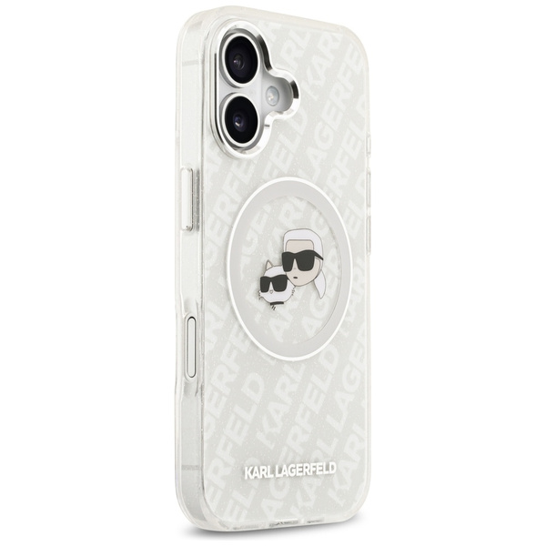 Etui Karl Lagerfeld IML Glitter Karl &   Choupette Heads Logo MagSafe do iPhone 17 szary