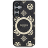 Etui Guess 4G Background Gold             Electroplated Peony Pattern MagSafe do Samsung Galaxy S25 czarny
