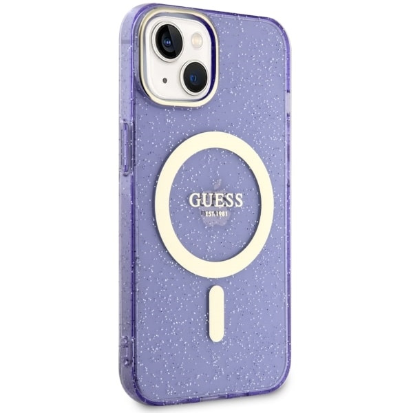 Guess GUHMP14MHCMCGU iPhone 14 Plus/ 15 Plus 6.7" purpurowy/purple hardcase Glitter Gold MagSafe