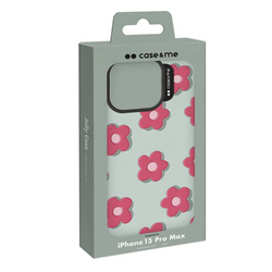 SBS CASE&ME Etui na iPhone 15 zielony w czerwono-różowe kwiatki