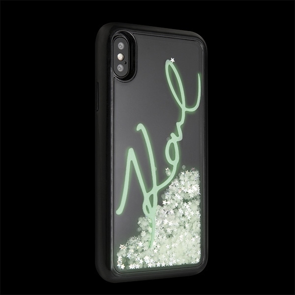 KARL LAGERFELD KLHCPXPH2IR IPHONE X/XS CZARNY/BLACK GLITTER SIGNATURE - GLOW IN THE DARK