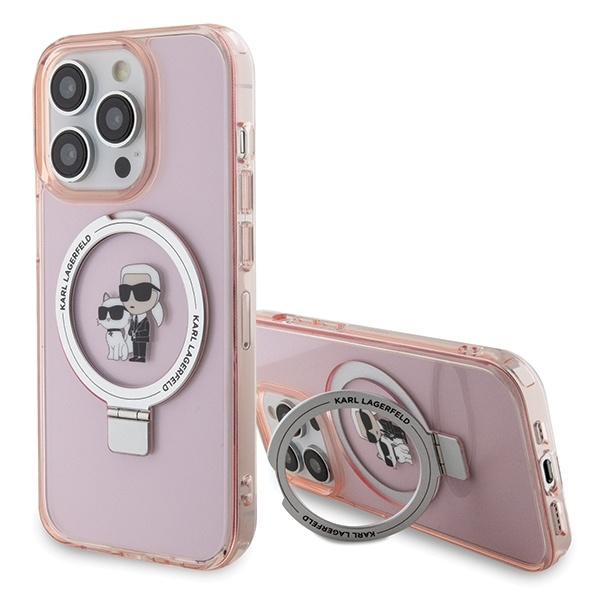 Karl Lagerfeld KLHMP15XHMRSKCP iPhone 15 Pro Max 6.7" pink/pink hardcase Ring Stand Karl&amp;Choupette MagSafe