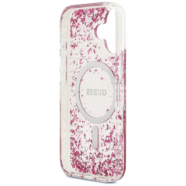 Etui Guess Resin Bottom Glitter MagSafe  do iPhone 17 różowy