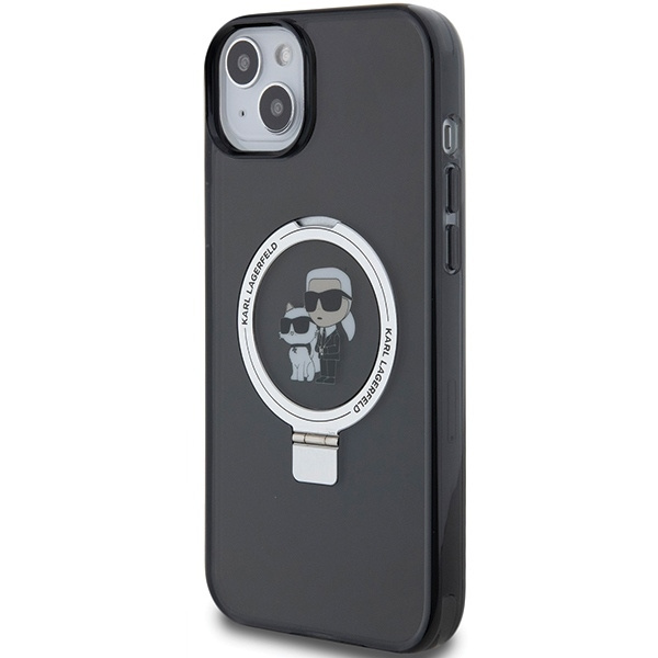 Etui Karl Lagerfeld Ring Stand Karl&Choupettte MagSafe do iPhone 15 Plus - czarne