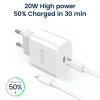 JELLICO wall charger AK180 PD 20W 1xUSB-C + cable USB-C - Lightning White
