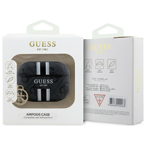 Guess GUAP2P4RPSK AirPods Pro 2          (2022/2023) cover czarny/black 4G Printed Stripes Charm