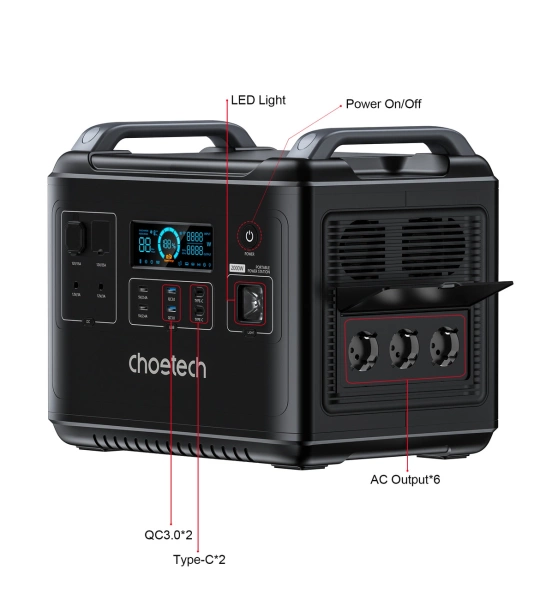 Choetech portable power station LiFePO4 1997Wh 2000W power bank black (BS006 Super Mini)