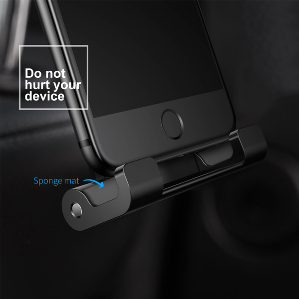 Baseus Backseat Car Mount SUHZ-01 Car Headrest Holder for Tablets / Smartphones 4.7-12.9" - Black
