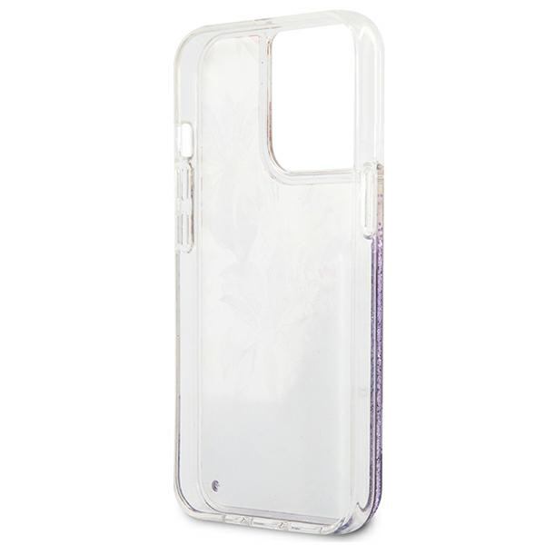 Guess GUHCP13LLFLSU iPhone 13 Pro / 136,1" fioletowy/purple hardcase Flower Liquid Glitter