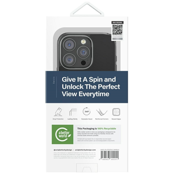 Etui UNIQ Swivix do iPhone 16 Pro 360    Rotating Kickstand czarny