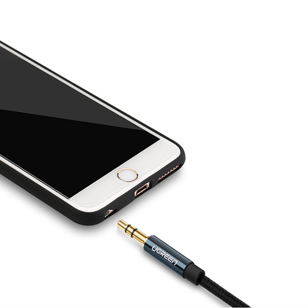 UGREEN ANGLED AUX CABLE 2 X MINI JACK 3.5 MM 1M BLUE (AV112)