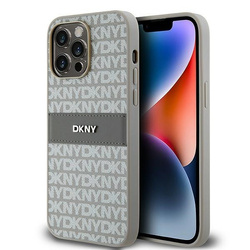 DKNY DKHCP14LPRTHSLE iPhone 14 Pro6.1" beżowy/beige hardcase Leather Mono Stripe & Metal Logo