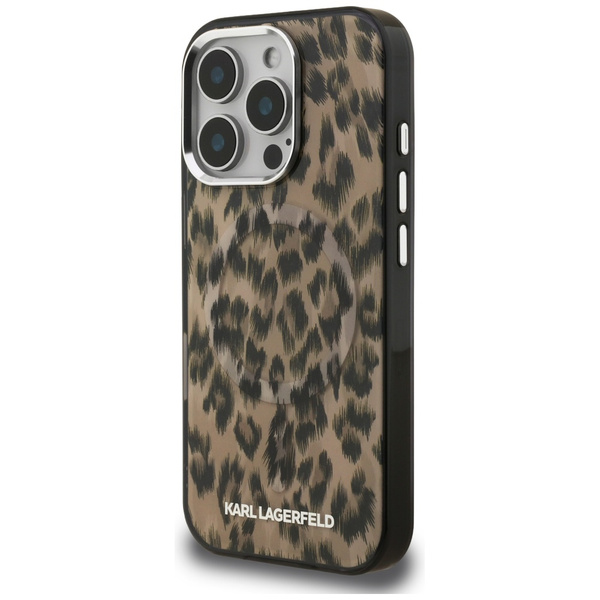 Etui Karl Lagerfeld IML Leopard Pattern  MagSafe do iPhone 16 Pro brązowy