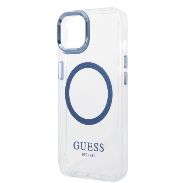 Guess GUHMP14MHTRMB iPhone 14 Plus / 15 Plus 6.7" niebieski/blue hard case Metal Outline Magsafe